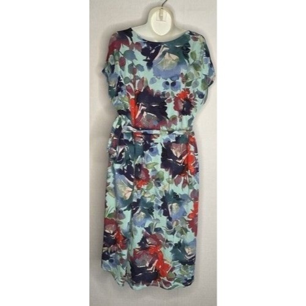 Adyson Parker Watercolor Floral Short Sleeve Wrap Skirt Midi Dress Women Size 1X